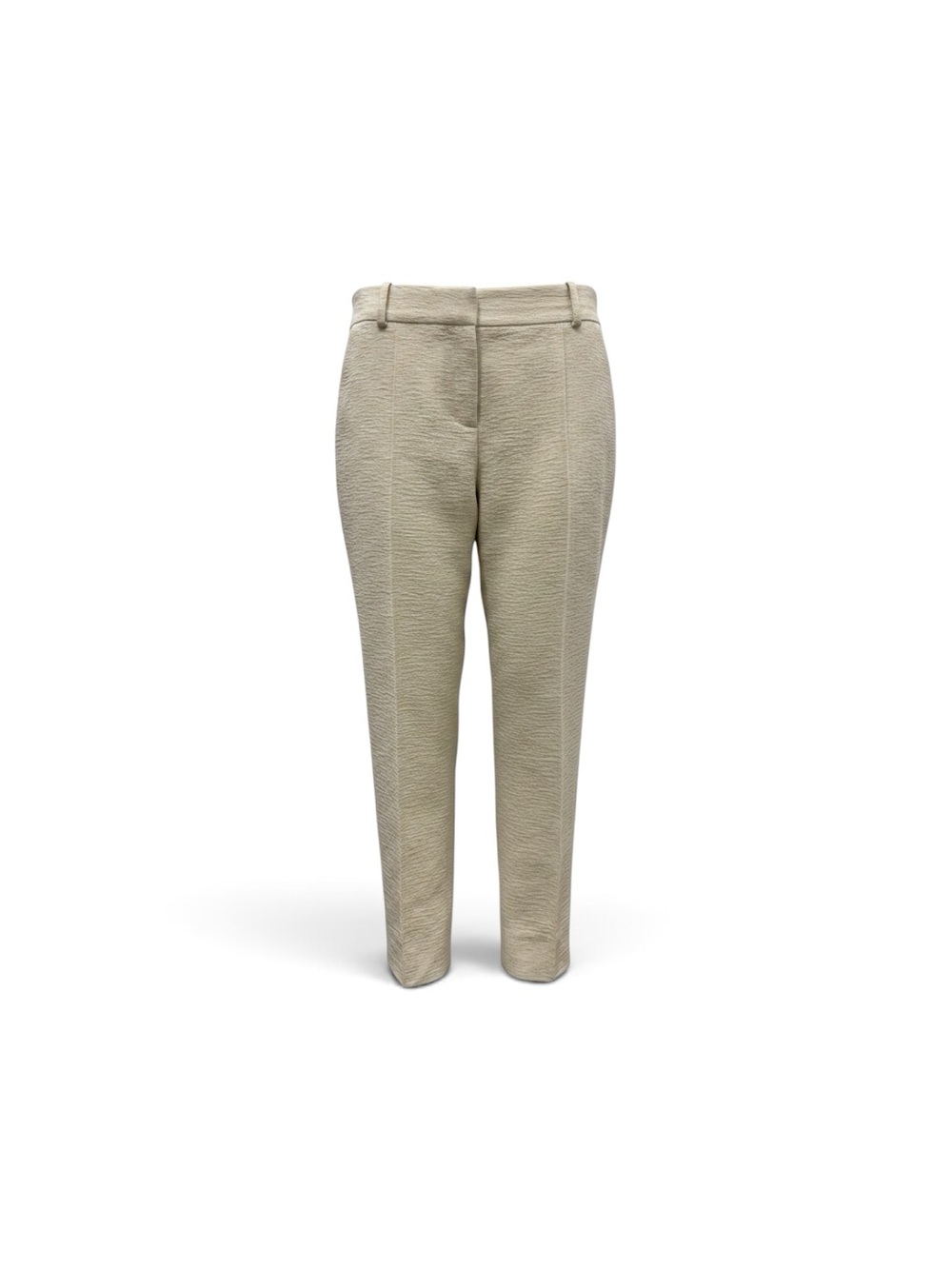 Oscar de la Renta Textured High-Waist Trousers in Light Beige